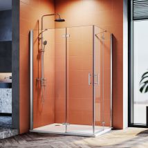 Sonni - Duschkabine eckeinstieg mit Scharniertüren Nanobeschichtung glas Dusche walk in Duschabtrennung 120x90x195cm