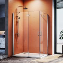 Sonni - Duschkabine eckeinstieg mit Scharniertüren Nanobeschichtung glas Dusche walk in Duschabtrennung 100x80x195cm