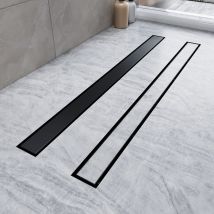 Sonni - Duschrinne Duschablauf Extra Flach Edelstahl Badezimmer Ablauf Bodenablauf Länge:80cm,Breite:70mm,2 in 1 Befliesbar Subschwarz