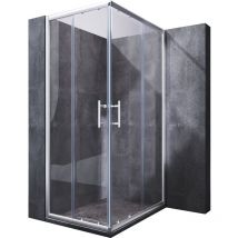 SONNI Duschtüren Eckeinstieg Duschkabine Doppel Schiebetür Klarglas Dusche 120X100x185cm ESG Schnellfreigabefunktion Spritzwasserschutz