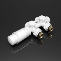 Grifo Bloque Válvula Termostática Juego Multibloque Radiador Conexión Central Blanco - Sonni