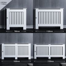 Habillage de radiateur Blanc Vertical Lamelle Laqué Armoire Couverture de radiateur 152x19x81cm Grand - Sonni
