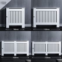 SONNI Habillage de radiateur Blanc Vertical Lamelle Laqué Armoire Couverture de radiateur 112x19x81cm Moyen