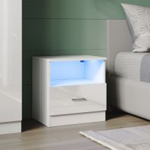 Led Cómoda con Cajón Blanco Alto Brillo Muebles de Dormitorio 450x350x465mm - Sonni