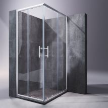 SONNI Mampara de Ducha 900x800x1950mm Entrada Esquinera Doble Puerta Corredera Mampara de Ducha de Cristal Real