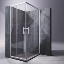 Sonni - Mampara de ducha de esquina 80x70cm Puerta corredera de cristal de seguridad