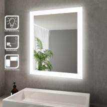 SONNI Miroir de salle de bain Miroir lumineux 60x50cm Miroir mural IP44