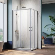Nueva Apertura 1000x700mm Mampara de Ducha Entrada de Esquina Doble Puerta Corredera Mampara de Ducha de Cristal Real - Sonni