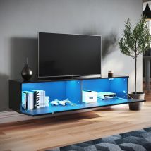 Sonni - Mobile tv Mobile da Soggiorno Porta tv 2 Cassetto con led Design Moderno 140x35x30cm Nero