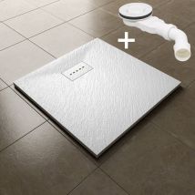 Piatto doccia Piatto doccia smc 80x80cm Rettangolare Antiscivolo con set di scarico Bianco - Sonni