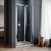 Porte de Douche Bi Fold Shower Screen profilé alu-argenté Verre trempé Saving Space Hauteur 185cm - Sonni