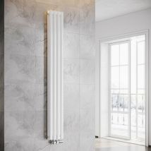Sonni - Radiador de Vertical Blanco Ovalado Radiador Centro Conexión Doble Capa Con válvula termostática 1800x239mm