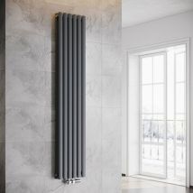 Sonni - Radiador de Vertical Ovalado Antracita Radiador Centro Conexión Doble Capa Con válvula termostática 1800x357mm