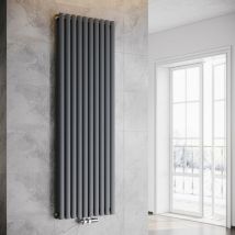 Sonni - Radiador de Vertical Ovalado Antracita Radiador Centro Conexión Doble Capa Con válvula termostática 1800x593mm
