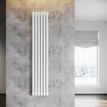 Sonni - Radiador de Vertical Ovalado Blanco Radiador Centro Conexión Doble Capa 1800x357mm