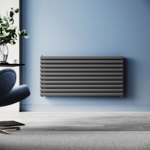 Sonni - Radiateur horizontal anthracite 1200x600mm Chauffage double couche, raccordement latéral