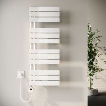 Radiateur sèche-serviettes électrique avec thermoplongeur Radiateur de salle de bain électrique avec réglage de la température et minuterie Blanc