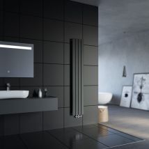 Sonni - Radiatore a pannello verticale piatto Antracite Doppio 1800x308mm Radiatore riscaldante con rubinetto multiblocco cromato Radiatore