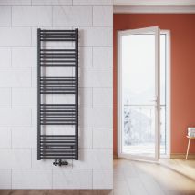 SONNI Termoarredo Scaldasalviette Verticale Radiatore ad Acqua Calda Antracite con Valvola Connessione Centrale 1600x500mm, 802W