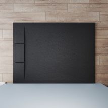 Sonni - Receveur de douche 120x90cm Receveur de douche plat de haute qualité pour cabine de douche Salle de bain smc Noir 32mm texture ardoise