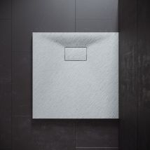 SONNI Receveur de douche 80x80cm Receveur de douche plat de haute qualité pour cabine de douche Salle de bain SMC blanc 30mm texture ardoise