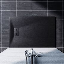 SONNI Receveur de douche design noir Receveur de douche plat en SMC Receveur de douche super plat 120 x 90 cm antidérapant