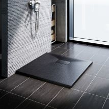 Sonni - Receveur de douche design noir Receveur de douche plat en smc Super plat 80x80cm, antidérapant