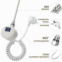 SONNI Résistance pour Radiateur, 600W Blanc Élément Chauffant pour Sèche-serviette de Salle de Bain avec Contrôleur de Température et Fonction de