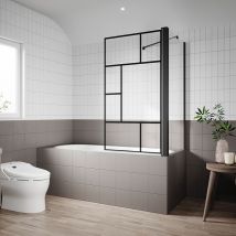 Sonni - Salle de bain Noir Panneau de bain pivotant 80x140cm nano esg Verre 6mm Pare-douche + 70x140cm Panneau latéral de bain