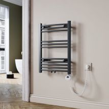 Sonni - Sèche-serviette électrique Anthracite 70x50cm radiateur électrique Sèche-serviette Porte-serviettes électrique Arc 400W