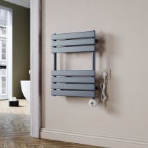 Sèche-serviettes électrique Anthracite avec contrôle de Température wifi Chauffage à distance Radiateur sèche-serviettes plat 650×400×62mm 400W
