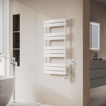 Sonni - Sèche-serviettes électrique Blanc avec contrôle de Température wifi Chauffage à distance Radiateur sèche-serviettes plat 1000×500×62mm 600W