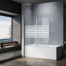 SONNI Sopravasca Parete Per Vasca con Barra Stabilizzatrice, Parete Vasca con Dispositivo Pieghevole a 180 ° Smerigliato Vetro Trasparente 5mm per
