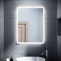 Sonni - Specchio da Bagno Illuminato a led Specchio da Parete da Bagno Moderno Bianco Freddo Impermeabile IP44 a Risparmio Energetico 40 x 60cm