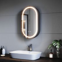 Sonni Spiegelschrank Bad Mit Beleuchtung Und Steckdose Led Spiegelschrank Mit Touch-schalter, 3 Einstellbare Lichtfarben Beschlagfrei, Oval 