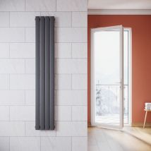 Sonni - Radiateur eau chaude en acier Conception murale Vertical Tube plat Radiateur chauffage central 1800x311mm Panneau Unique Anthracite (536W)