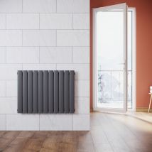 Sonni - Radiateur eau chaude en acier Conception murale Vertical Tube plat Radiateur chauffage central 630x850mm Panneau Unique Anthracite (579W)