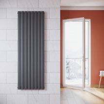 Radiateur eau chaude en acier Conception murale Vertical Tube plat Radiateur chauffage central 1800x542mm Panneau Unique Anthracite (938W) - Sonni