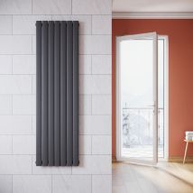 Sonni - Radiateur eau chaude en acier Conception murale Vertical Tube plat Radiateur chauffage central 1800x542mm Panneau Unique Anthracite (938W)