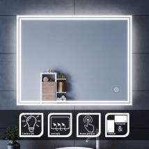 Spiegel led Badezimmerspiegel mit LED-Beleuchtung Kosmetikspiegel Wandleuchte Licht Illumination mit Touch Control 90x70 cm - Sirhona