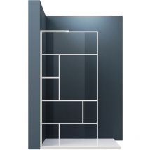 Walk-in Duschwand 6mm nano Klares Sicherheitsglas Selbstreinigend Weißer Gittermuster Duschpanel mit L-Typ Haltestange 100x200cm - Sonni