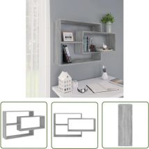 Einemgeld - The Living Store Wandregal Grau Sonoma 104x20x58,5 cm Holzwerkstoff - Wand Regal - Regal Grau - Holzregal - Wohnraum Dekoration