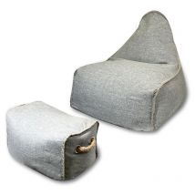 Soo Santaï - Buddy's Rest Sunproof fauteuil poire + repose pieds 90x60x85/45x60x35cm intérieur & extérieur, résistant au soleil, Gris clair