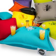 Pool Party coussin bar 75x75x25cm, bar flottant, 4 trous verre et 1 trou bouteille, résistant aux uv, Orange (PPF7575-6) - Soo Santaï