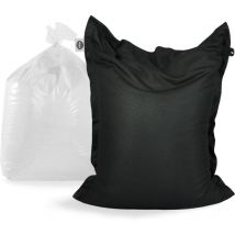 Set-Big Mama Pouf galleggiante xxl + polistirolo, 180x140x25cm interno ed esterno sfoderabile resistente ai raggi uv, nero - Soo Santaï