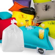 Set Pool Party coussin bar + polystyrène 75x75x25cm, bar flottant, 4 trous verre et 1 trou bouteille, résistant aux uv, Noir - Soo Santaï