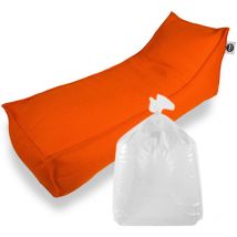 Set Relax Sis chaise longue + polystyrène 160x70x35 intérieur & extérieur flottante, déhoussable et résistante aux uv, Orange - Soo Santaï