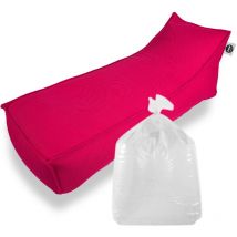 Soo Santaï Set Relax Sis chaise longue + polystyrène 160x70x35 intérieur & extérieur flottante, déhoussable et résistante aux UV, Rose