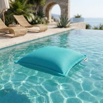 Soo Santaï Set Small Cushion Floating coussin flottant + polystyrène 45x45x25cm, résistant aux UV, Bleu