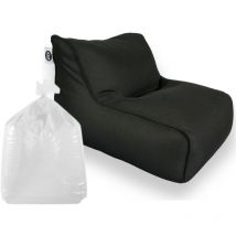 Soo Santaï - Sillón puf Set Daddy Cool xl + poliestireno, 100x90x70 cm, negro
